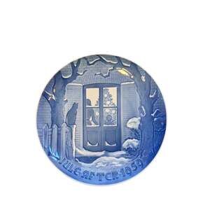 Bing & Grondahl Denmark Christmas Plate 1959 Blue White Cat Julestemning